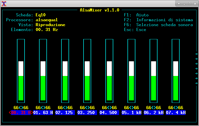 the equalizer running in a terminal the equalizer running in a terminal