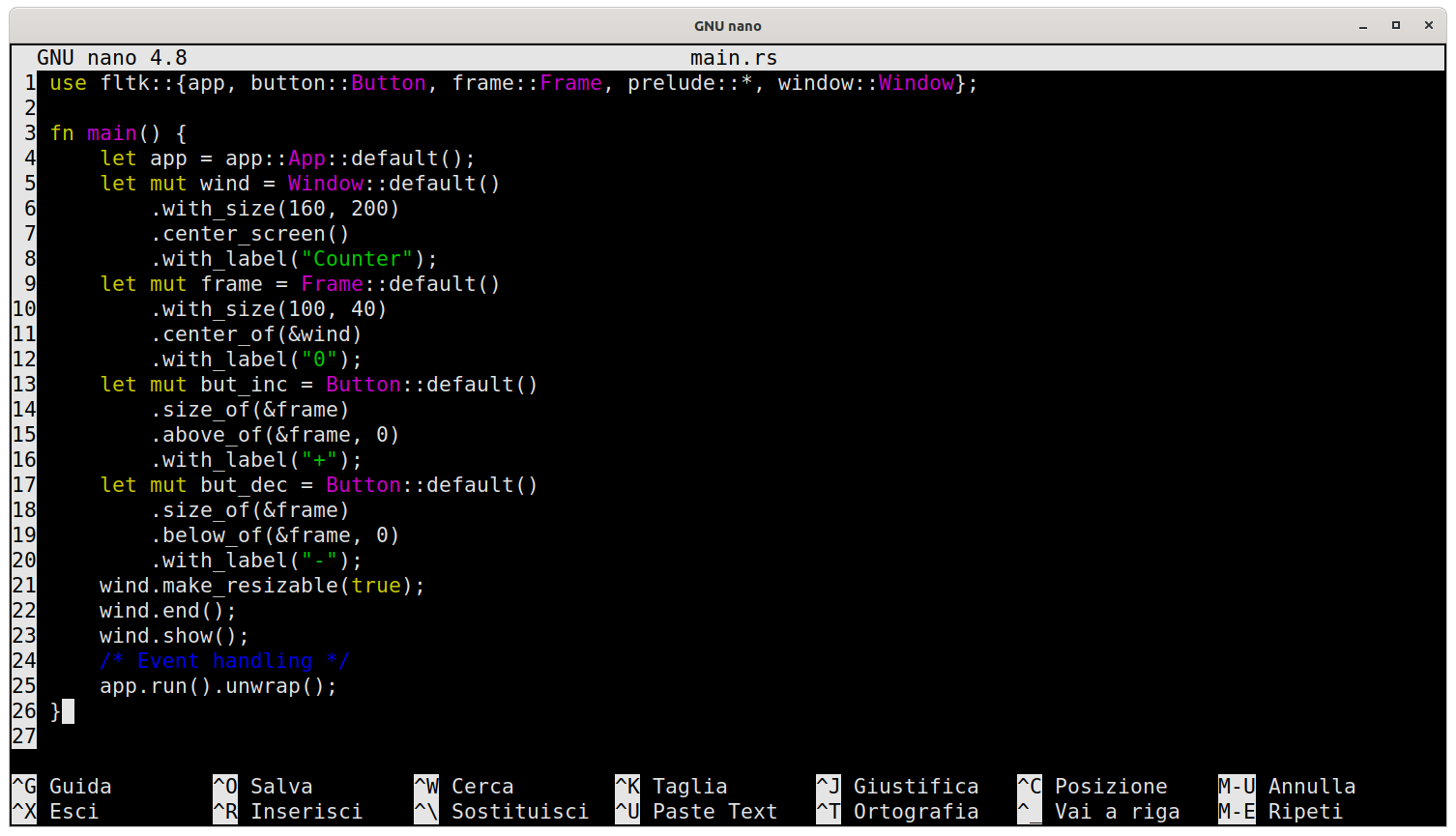 nano editor with line numbers nano editor with line numbers