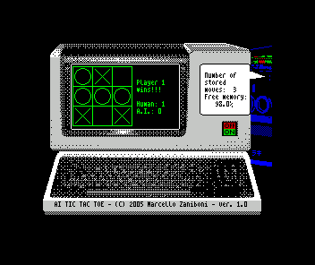 A.I. Tic Tac Toe running on ZX Spectrum